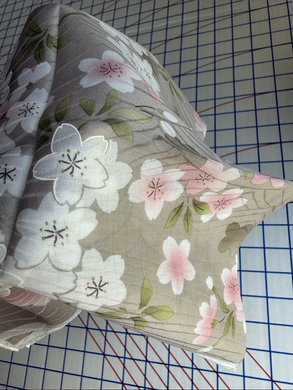 Vintage Japanese Sakura Cherry Blossom Sheer Handkerchief Scarf Pink White 19”